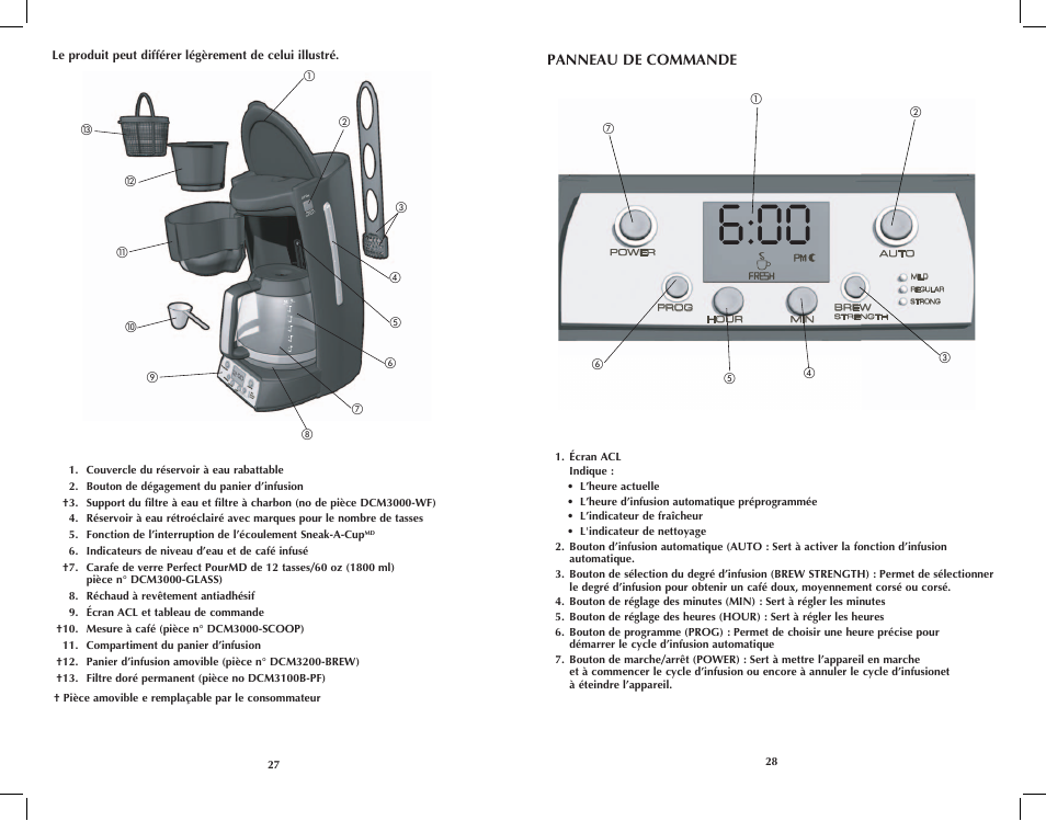 Coffee, Water, Ma x | Br ew st re ng th | Black & Decker DCM3100B User Manual | Page 15 / 21