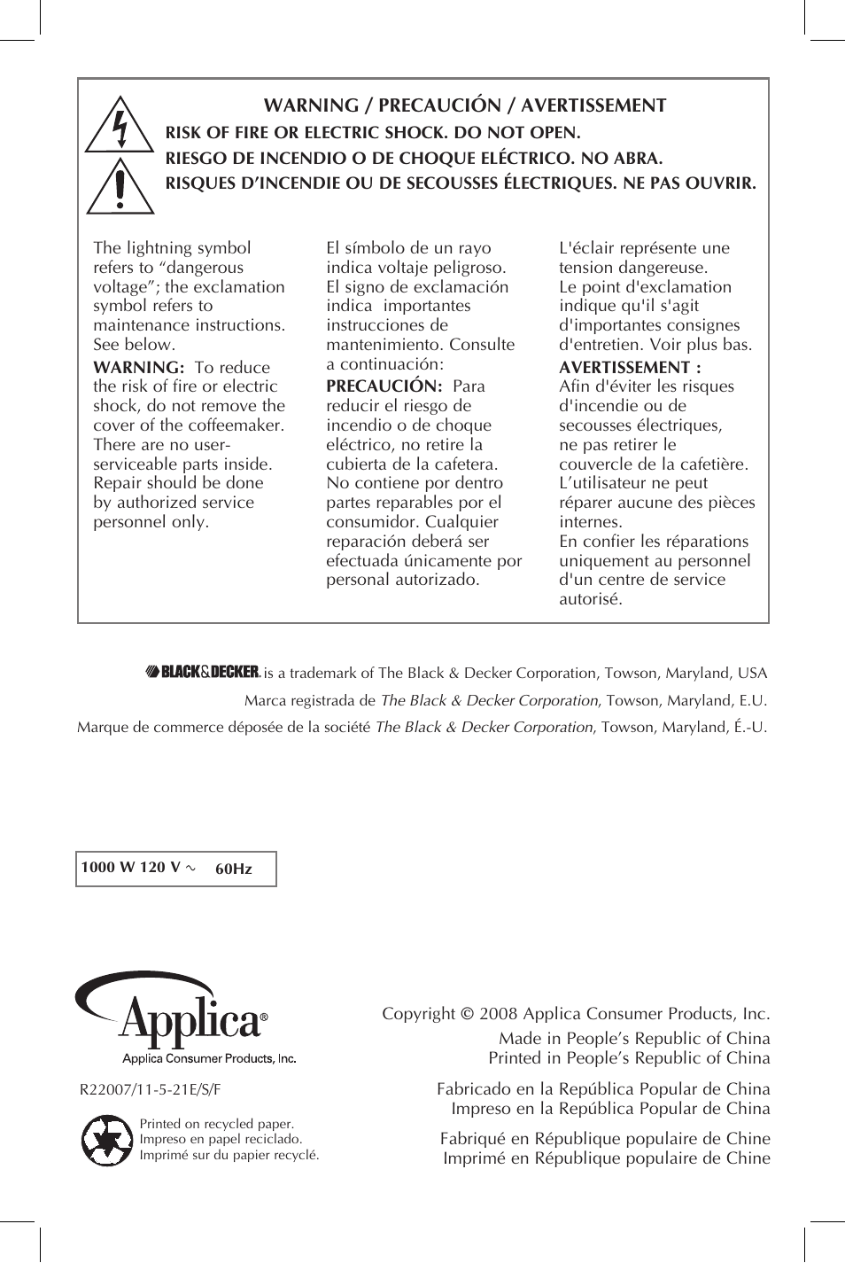 Black & Decker DCM3100B User Manual | Page 21 / 21