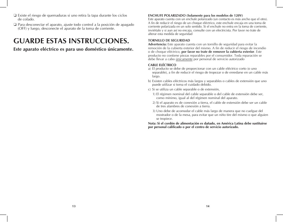 Guarde estas instrucciones | Black & Decker DCM3100B User Manual | Page 8 / 21