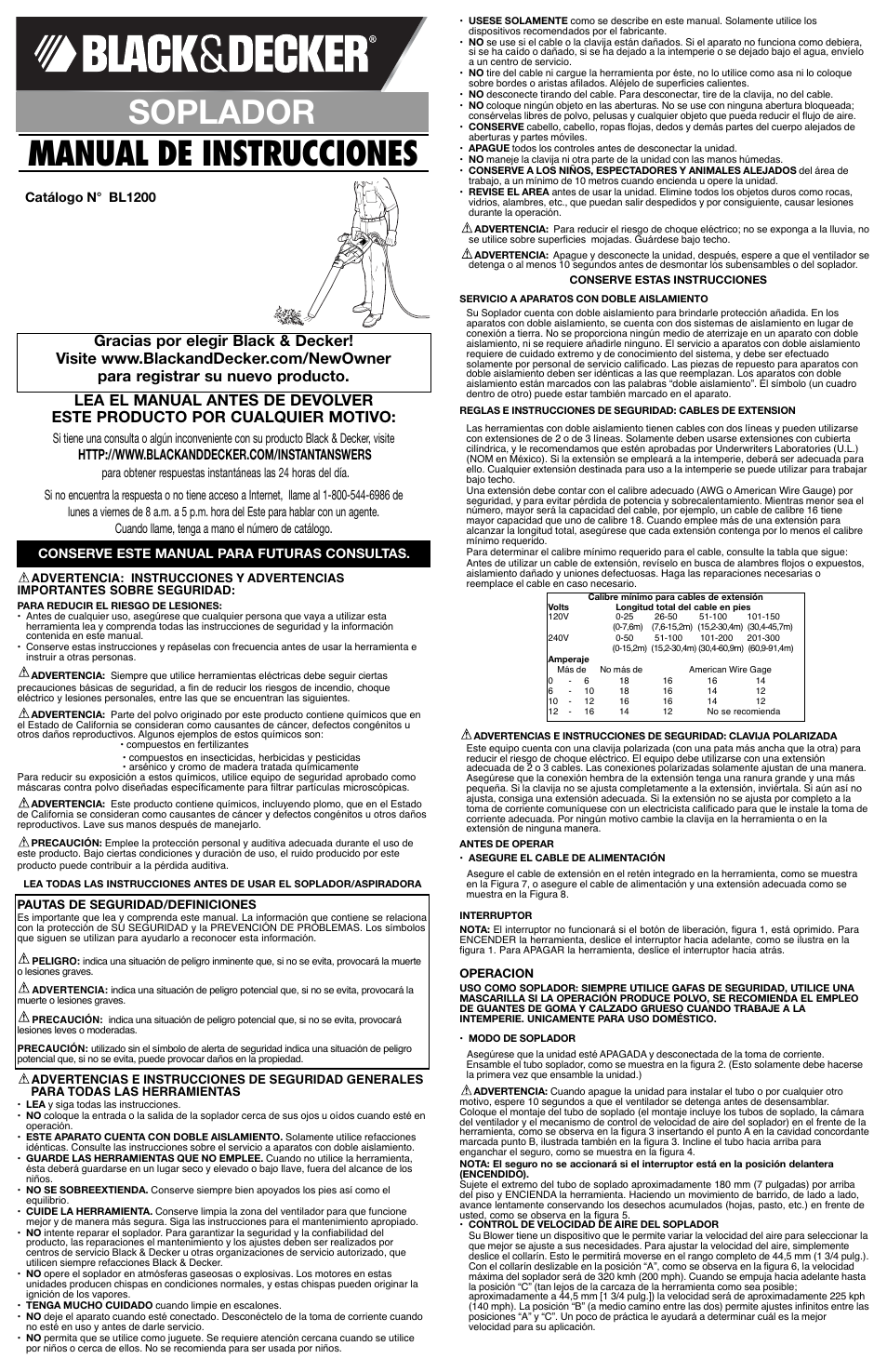 Soplador manual de instrucciones | Black & Decker 90551217 User Manual | Page 4 / 5