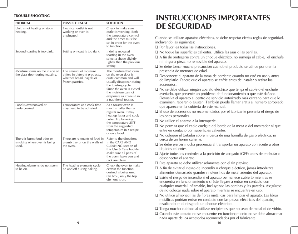 Instrucciones importantes de seguridad | Black & Decker TRO4070 User Manual | Page 6 / 19
