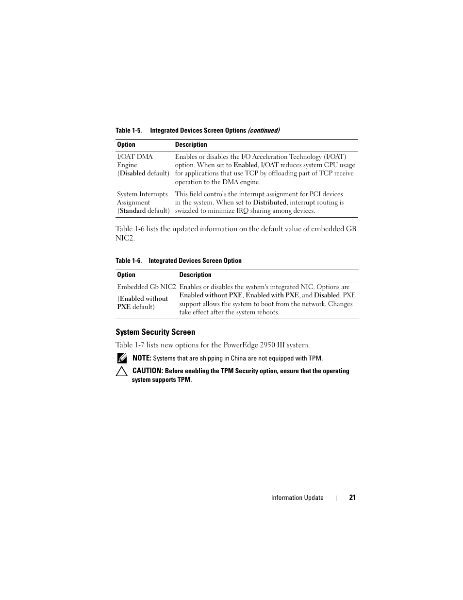 System security screen | Dell POWEREDGE 2950 User Manual | Page 21 / 186