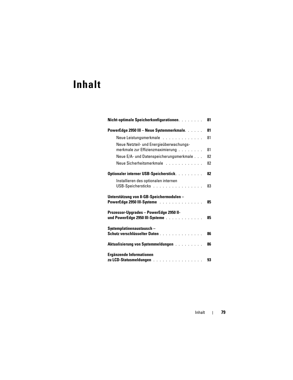 Inhalt | Dell POWEREDGE 2950 User Manual | Page 79 / 186