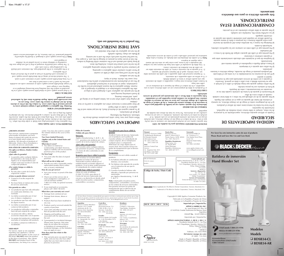 Black & Decker BDSB34-CL User Manual | 2 pages