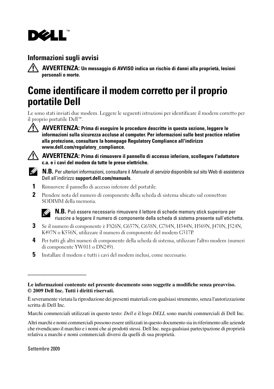 Informazioni sugli avvisi | Dell Latitude E6400 ATG (Mid 2008) User Manual | Page 5 / 6