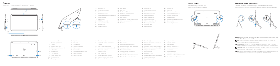 Features, Basic stand, Powered stand (optional) | Dell XPS 18 (1810, Early 2013) User Manual | Page 2 / 2