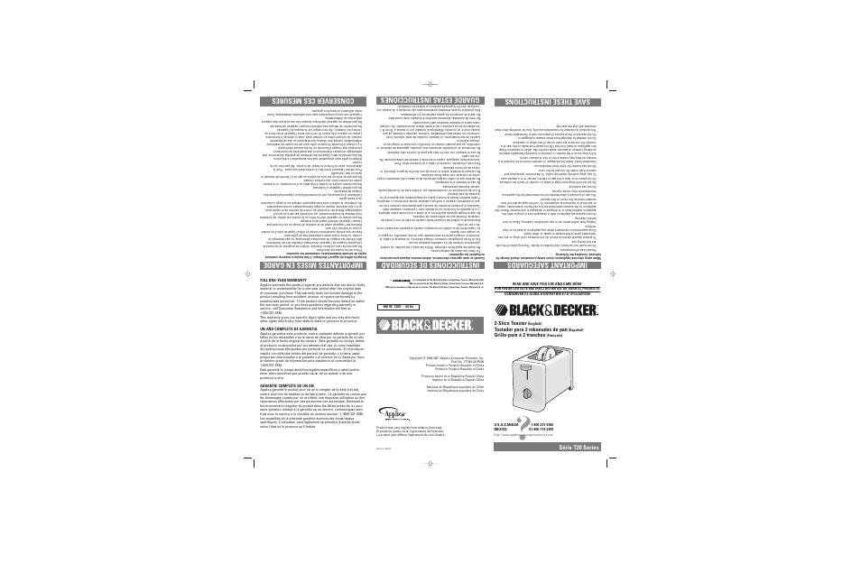 Black & Decker T20 User Manual | 2 pages