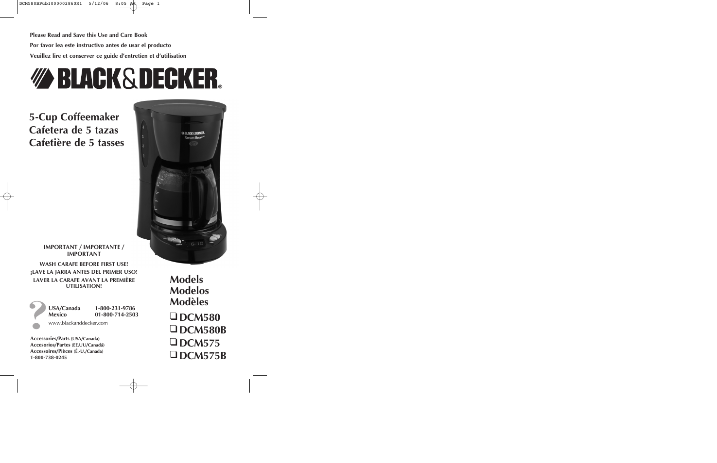 Black & Decker DCM580 User Manual | 13 pages