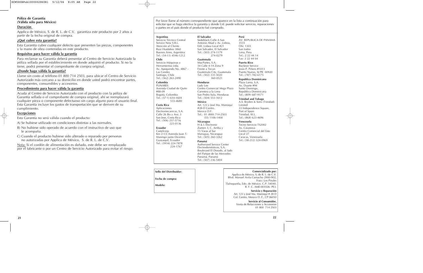 Black & Decker DCM580 User Manual | Page 12 / 13