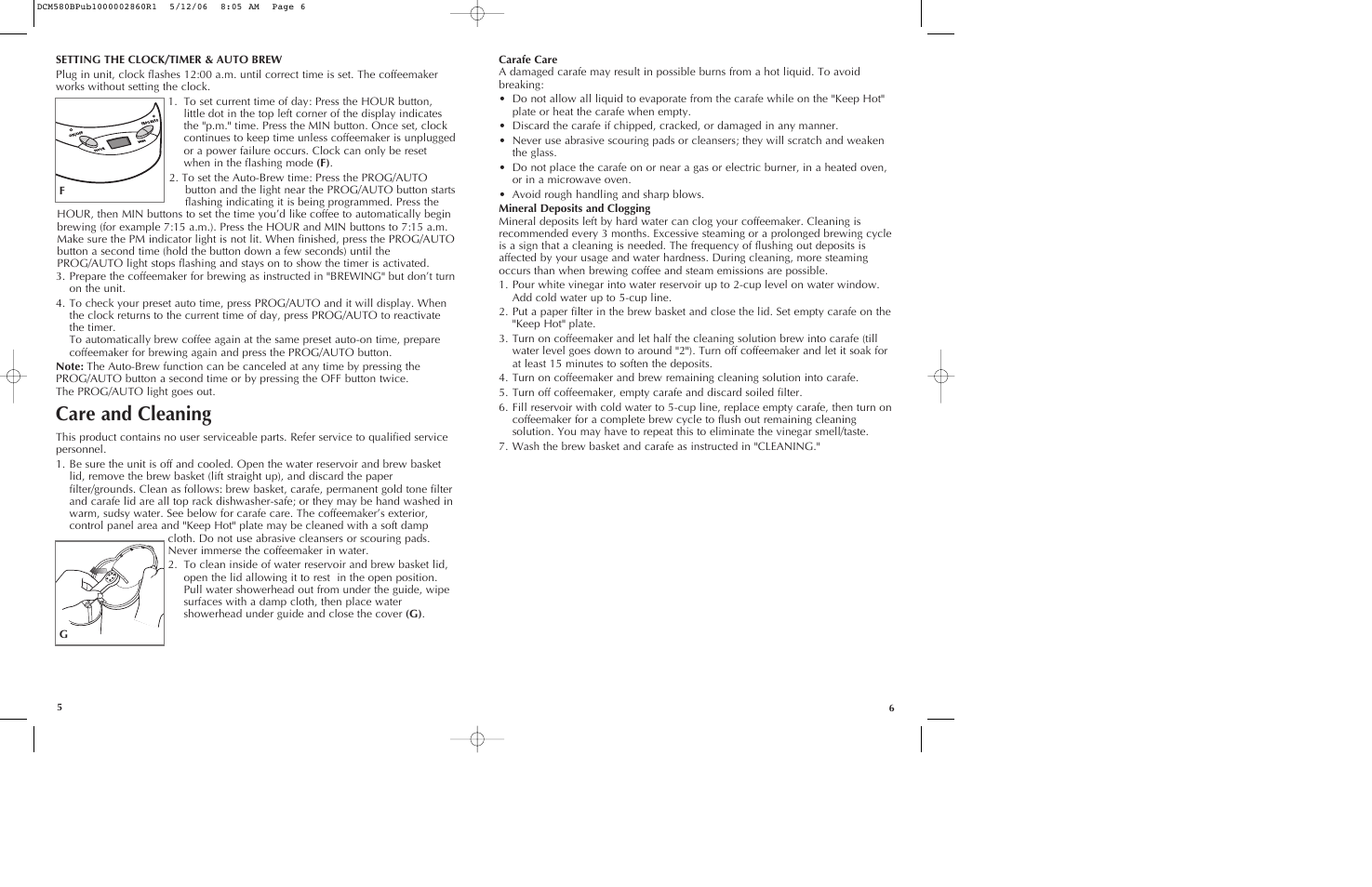 Care and cleaning | Black & Decker DCM580 User Manual | Page 4 / 13