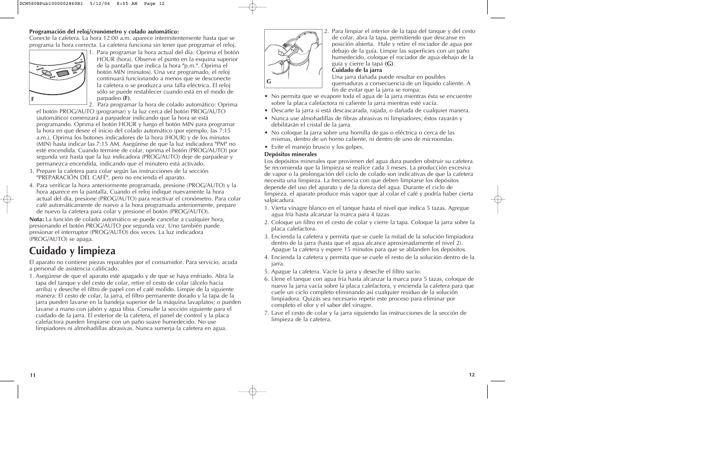 Cuidado y limpieza | Black & Decker DCM580 User Manual | Page 7 / 13