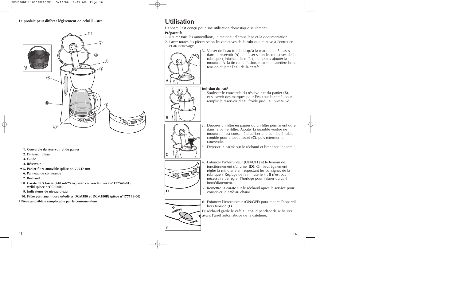 Utilisation | Black & Decker DCM580 User Manual | Page 9 / 13