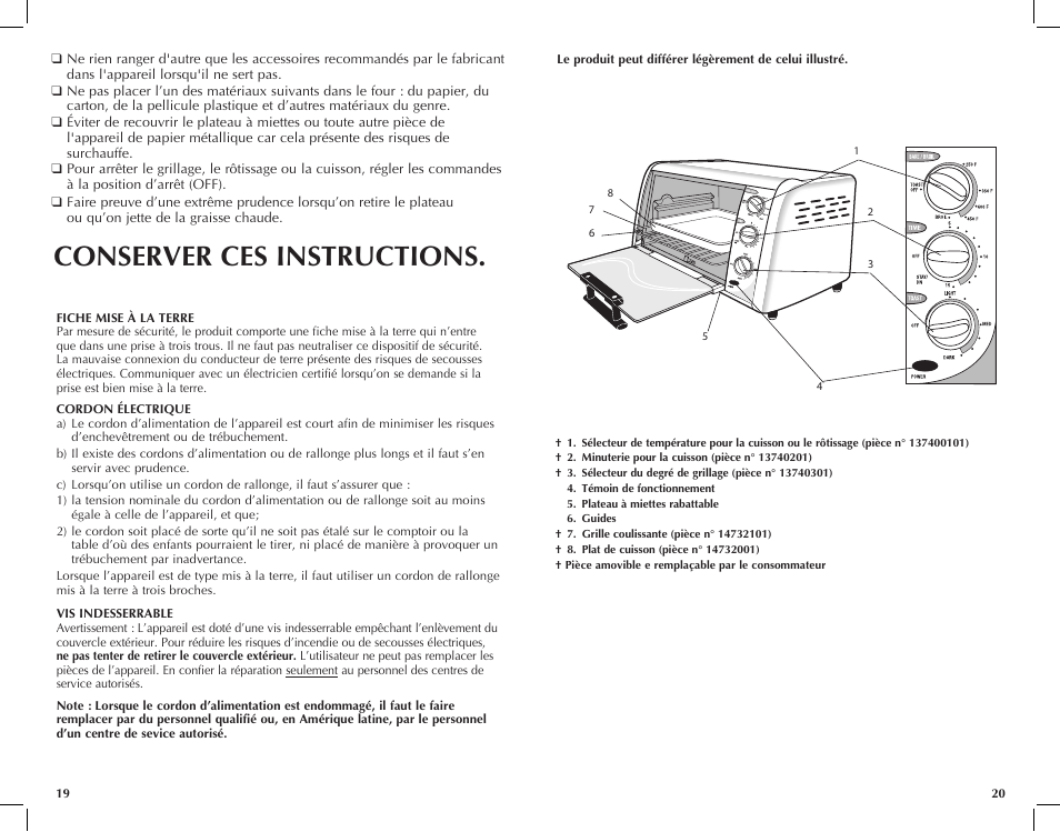 Conserver ces instructions | Black & Decker TRO390B User Manual | Page 11 / 17