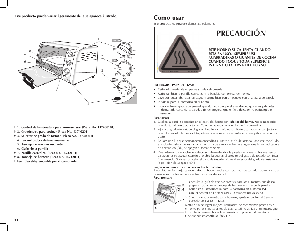 Precaución, Como usar | Black & Decker TRO390B User Manual | Page 7 / 17
