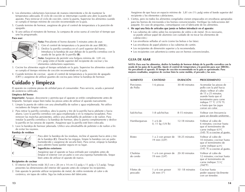 Cuidado y limpieza | Black & Decker TRO390B User Manual | Page 8 / 17
