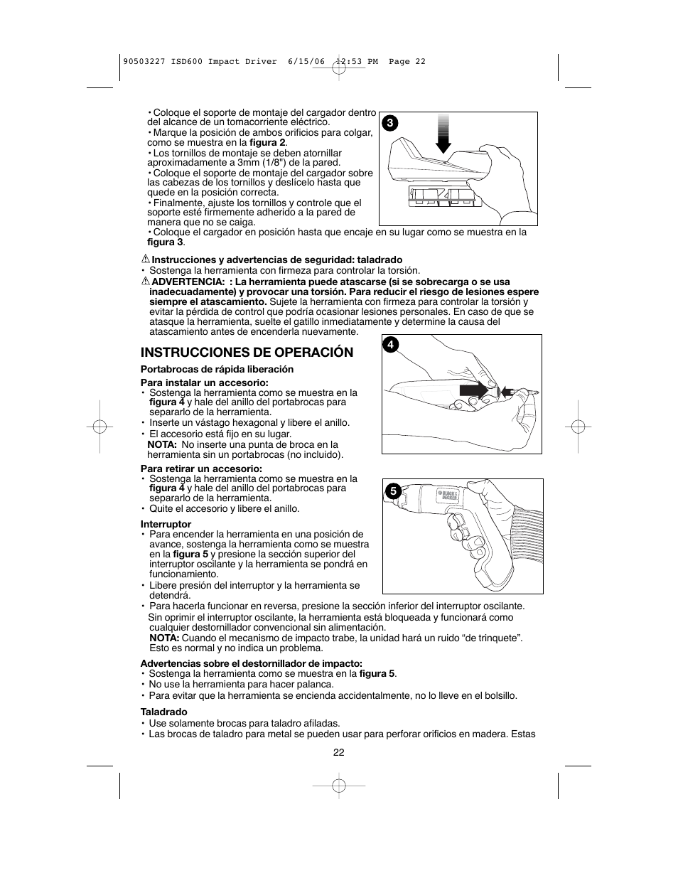 Instrucciones de operación | Black & Decker 90503227 User Manual | Page 22 / 28