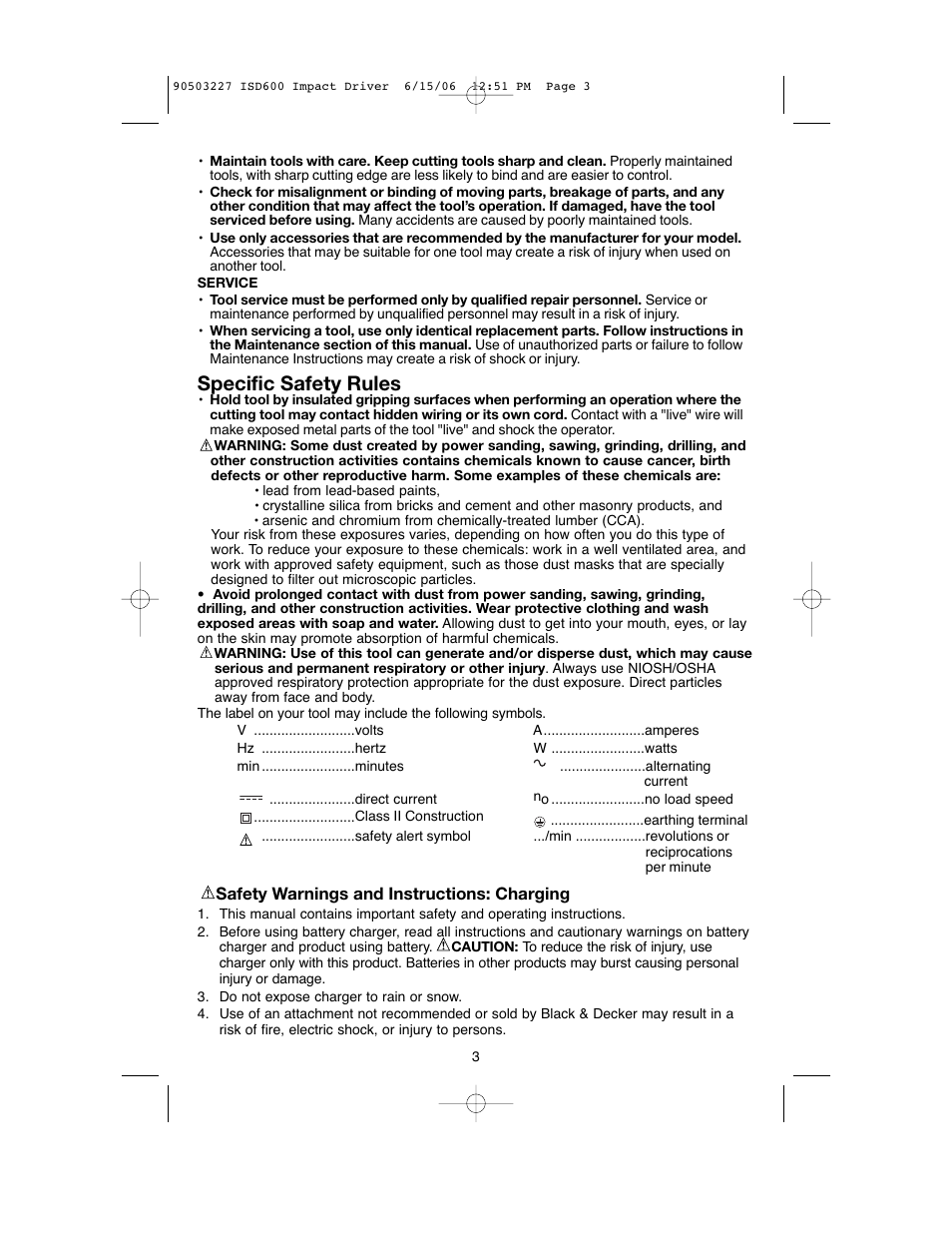 Specific safety rules | Black & Decker 90503227 User Manual | Page 3 / 28