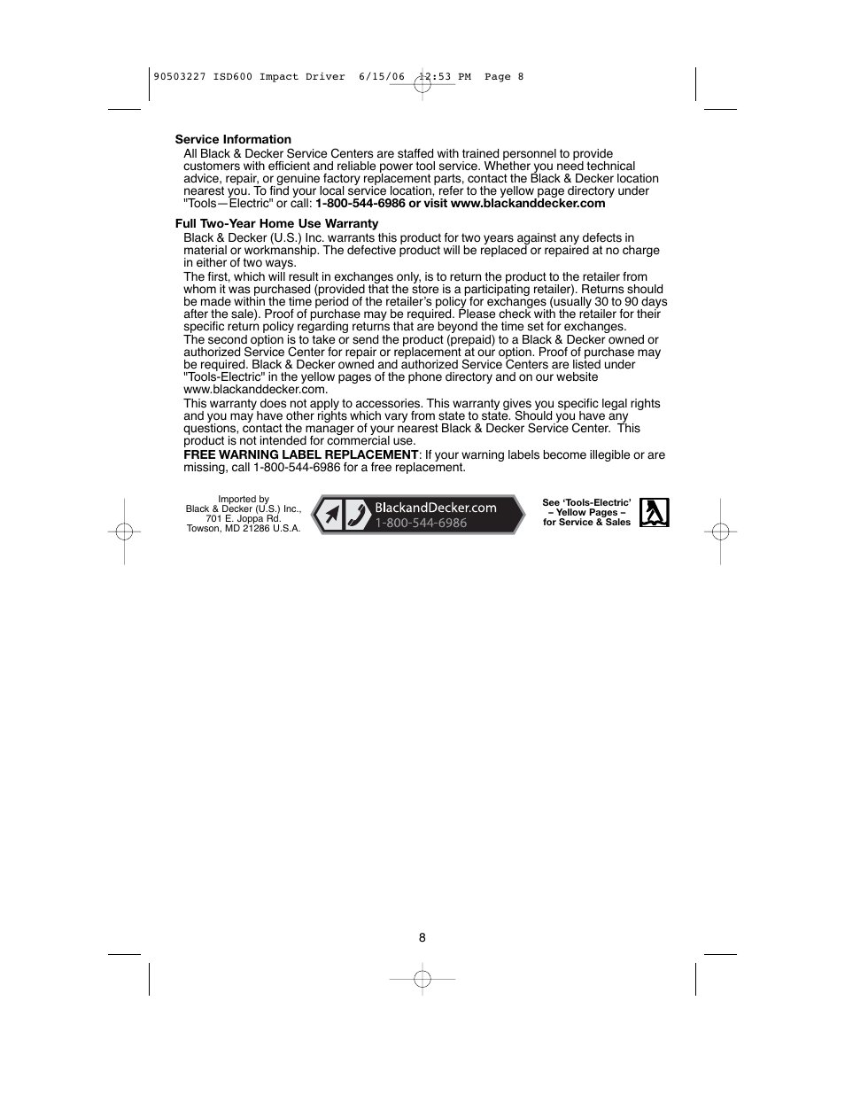 Black & Decker 90503227 User Manual | Page 8 / 28