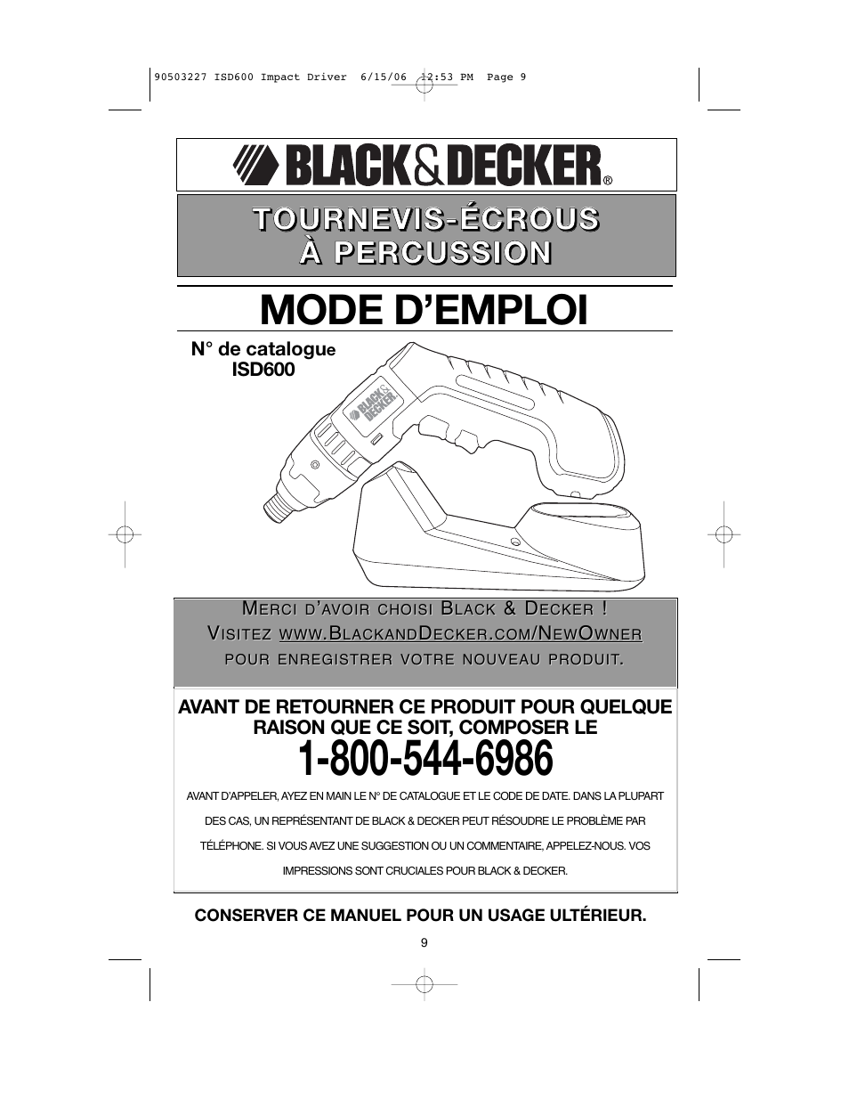 Mode d’emploi | Black & Decker 90503227 User Manual | Page 9 / 28