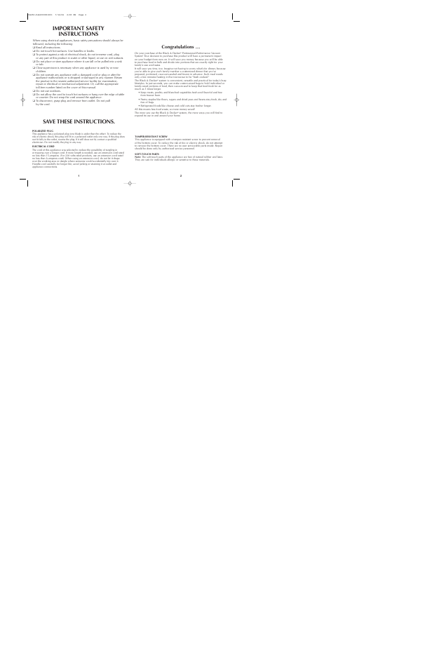 Black & Decker VS350 User Manual | Page 2 / 17
