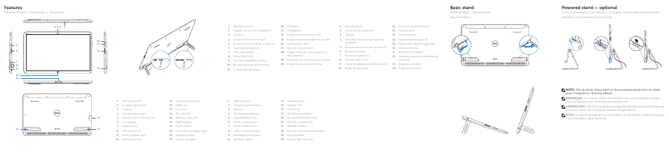 Features, Basic stand, Powered stand — optional | Dell XPS 18 (1820, Early 2014) User Manual | Page 2 / 2