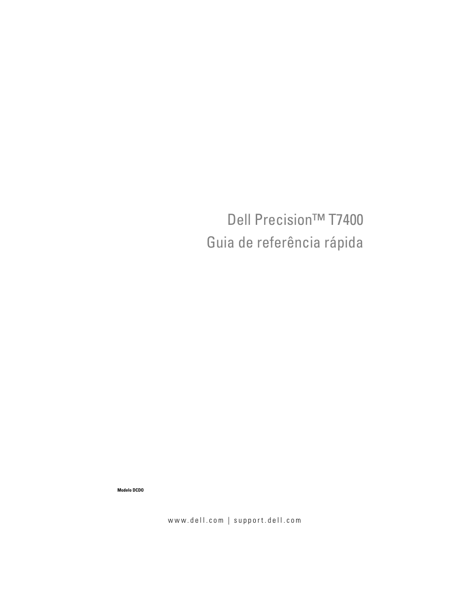 Guia de referência rápida, Dell precision™ t7400 guia de referência rápida | Dell Precision T7400 (Late 2007) User Manual | Page 123 / 252