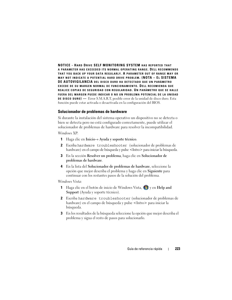 Solucionador de problemas de hardware | Dell Precision T7400 (Late 2007) User Manual | Page 223 / 252