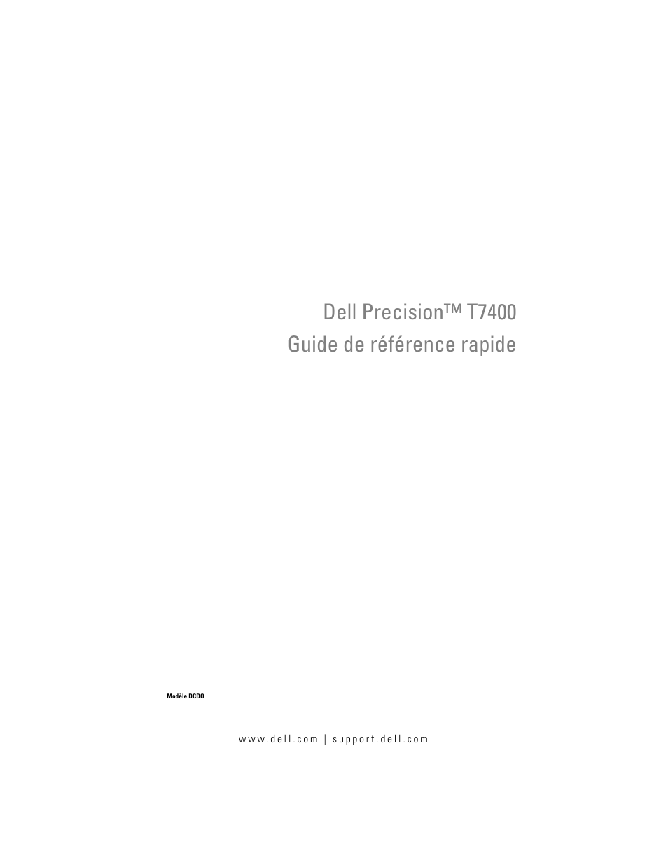 Guide de référence rapide, Dell precision™ t7400 guide de référence rapide | Dell Precision T7400 (Late 2007) User Manual | Page 59 / 252