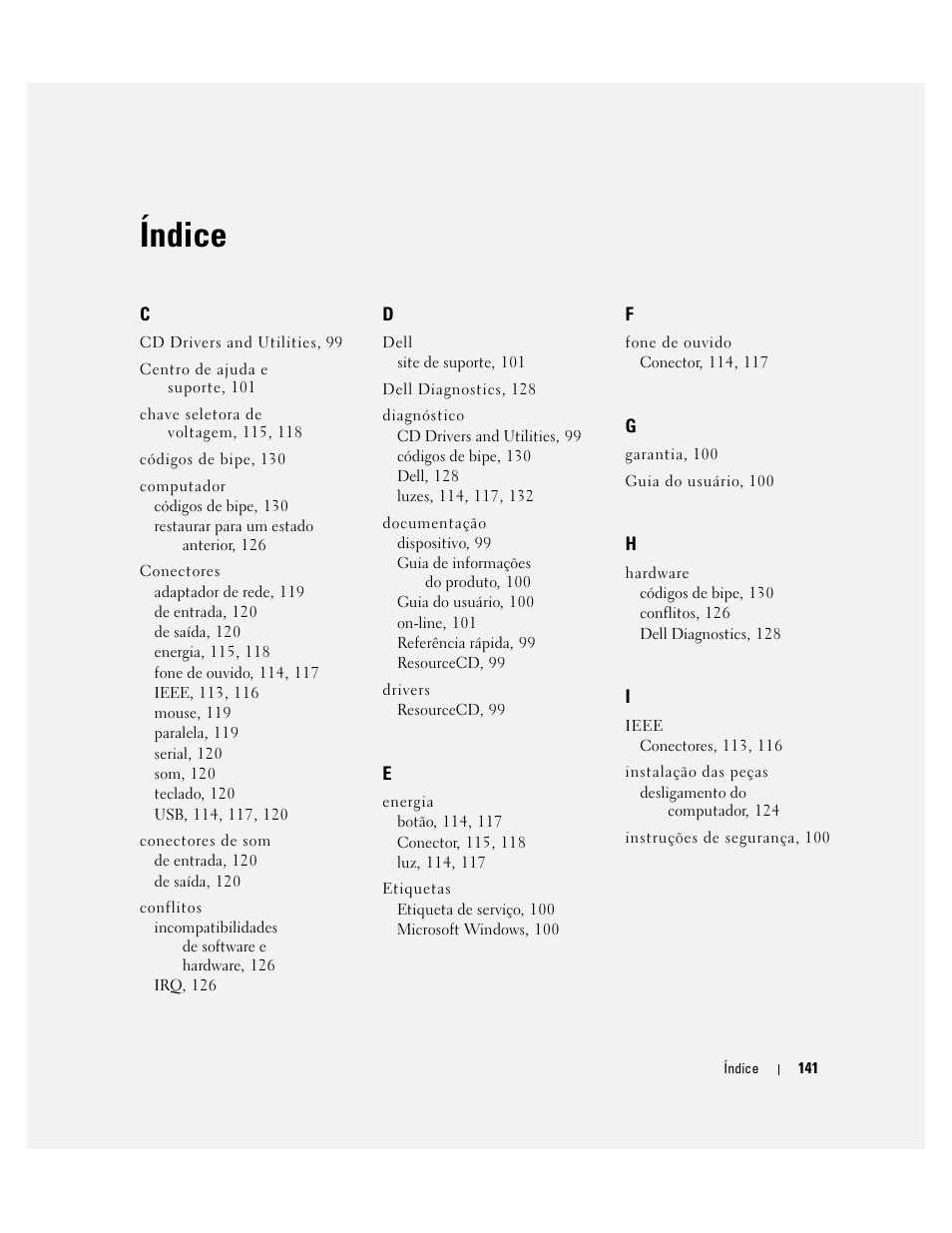 Índice | Dell Precision 390 User Manual | Page 141 / 190