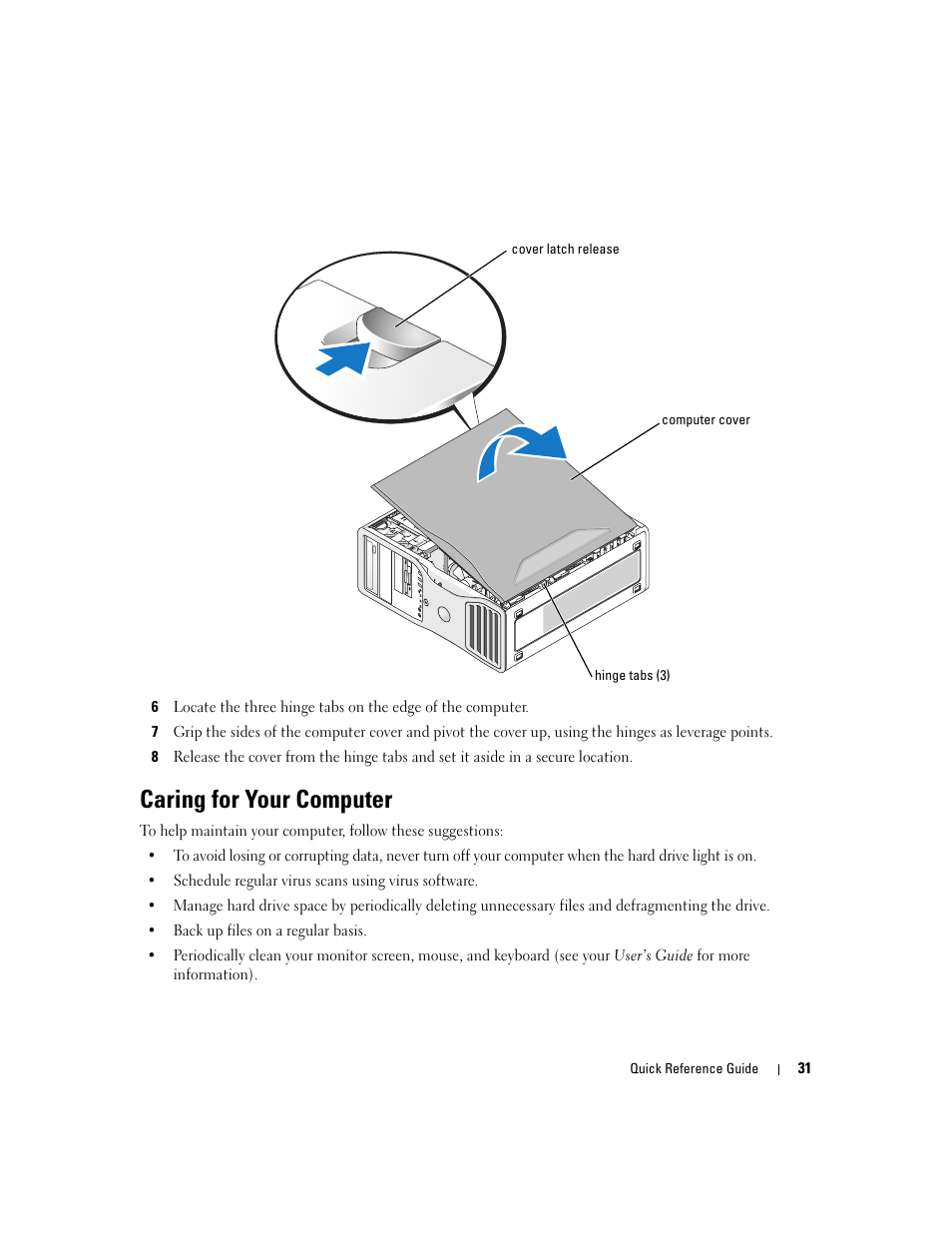 Caring for your computer | Dell Precision 390 User Manual | Page 31 / 190