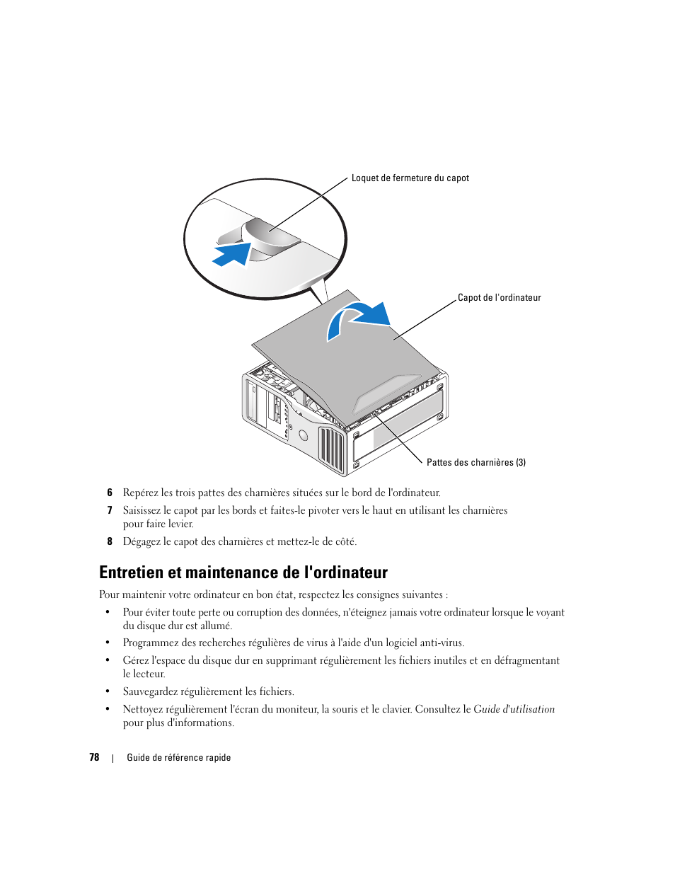 Entretien et maintenance de l'ordinateur | Dell Precision 390 User Manual | Page 78 / 190