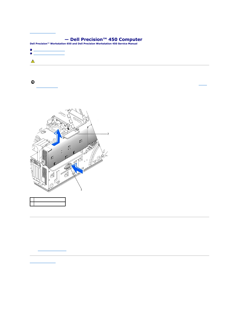 Power supply — dell precision™ 450 computer, Removing the power supply, Replacing the power supply | Dell Precision 650 User Manual | Page 27 / 68