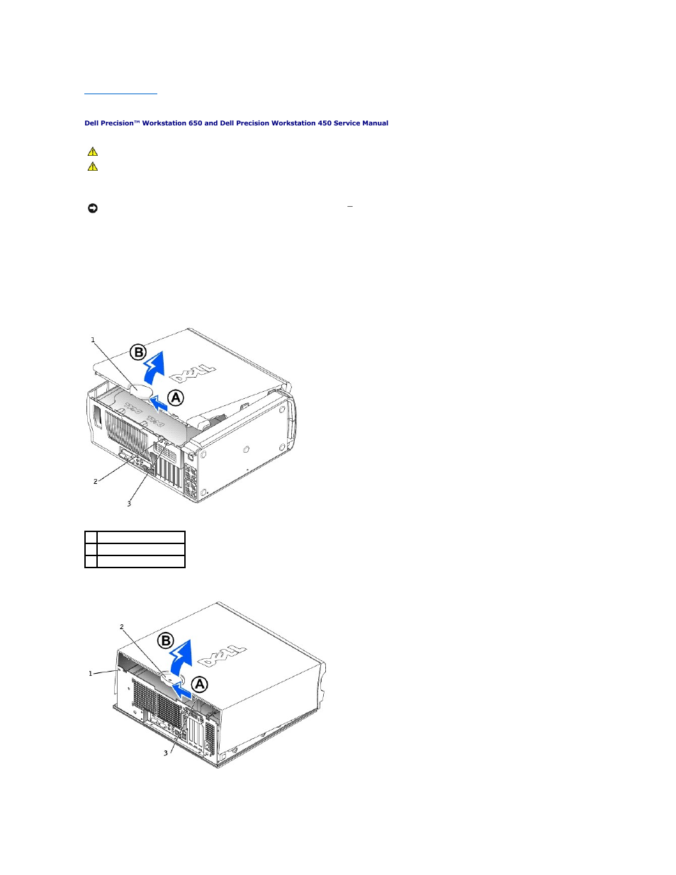 Opening the computer cover | Dell Precision 650 User Manual | Page 42 / 68