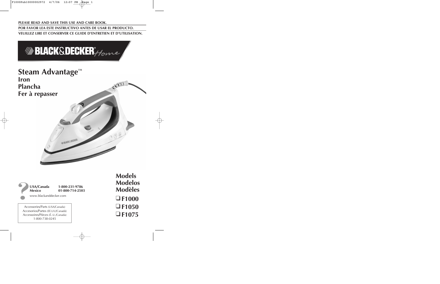 Black & Decker F1075 User Manual | 15 pages