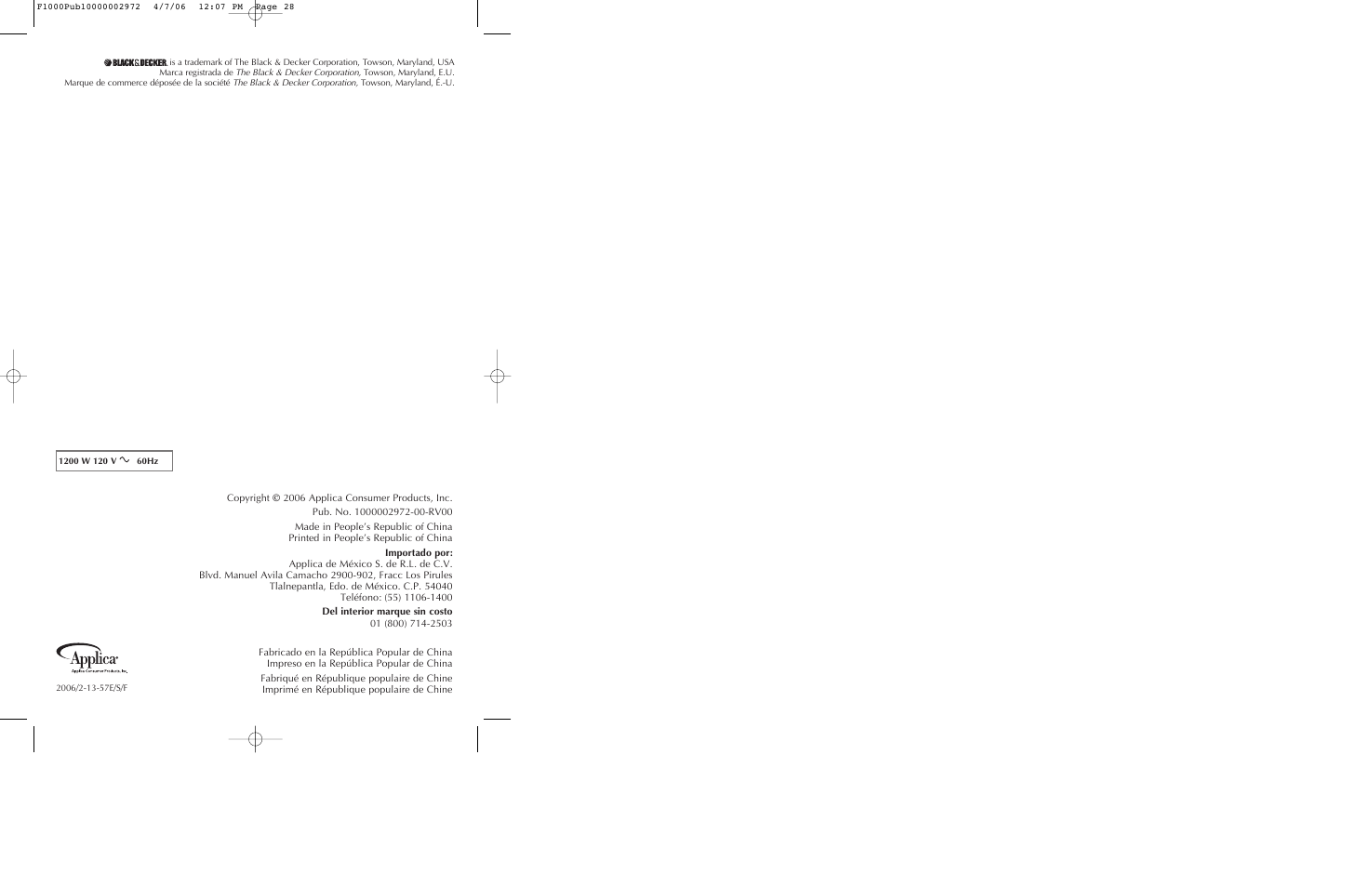Black & Decker F1075 User Manual | Page 15 / 15