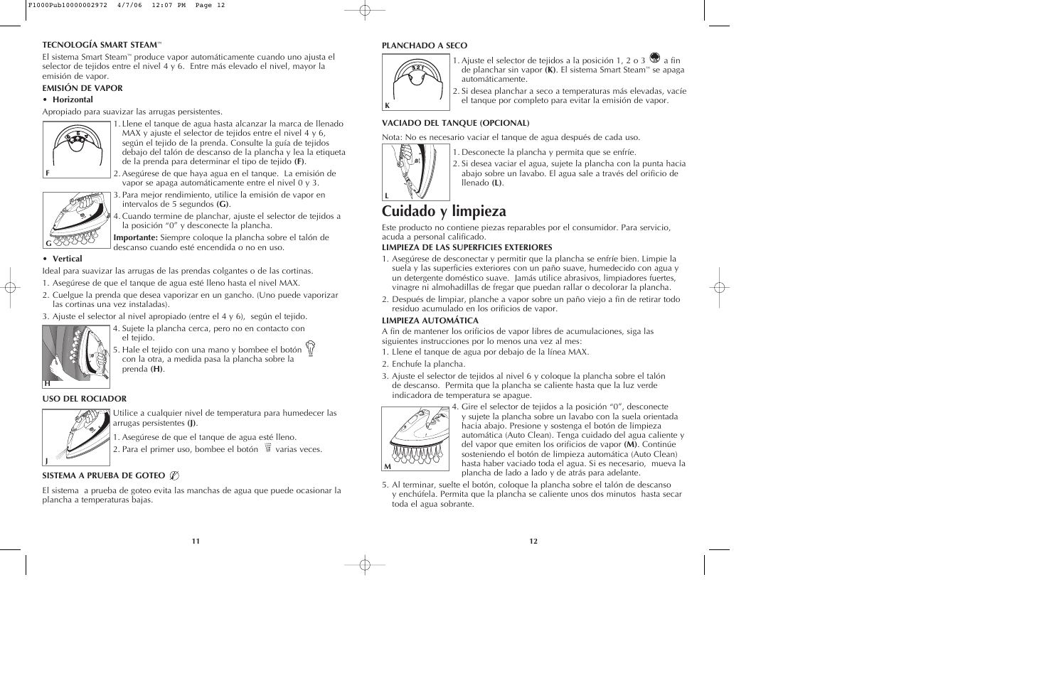 Cuidado y limpieza | Black & Decker F1075 User Manual | Page 7 / 15