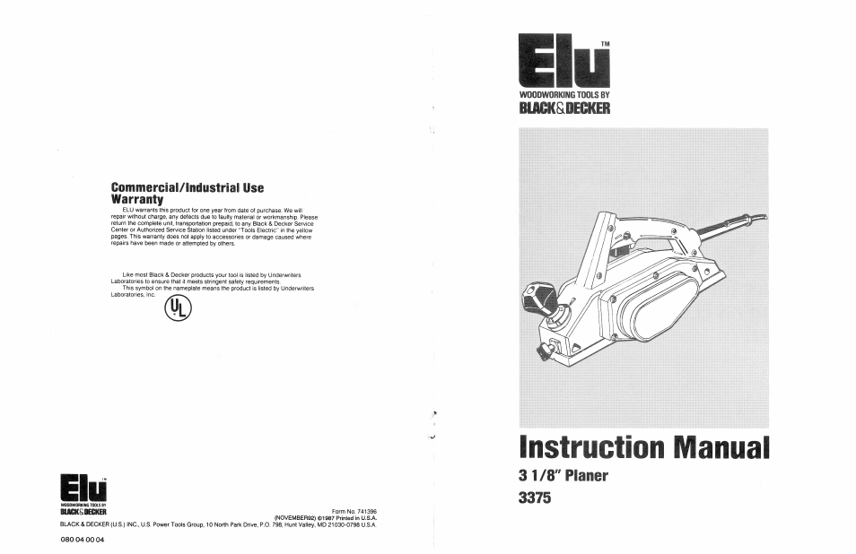 Black & Decker ELU 3375 User Manual | 4 pages