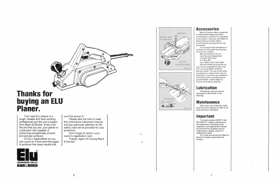 An elu, Tianfcs for, Buying | Planer | Black & Decker ELU 3375 User Manual | Page 2 / 4