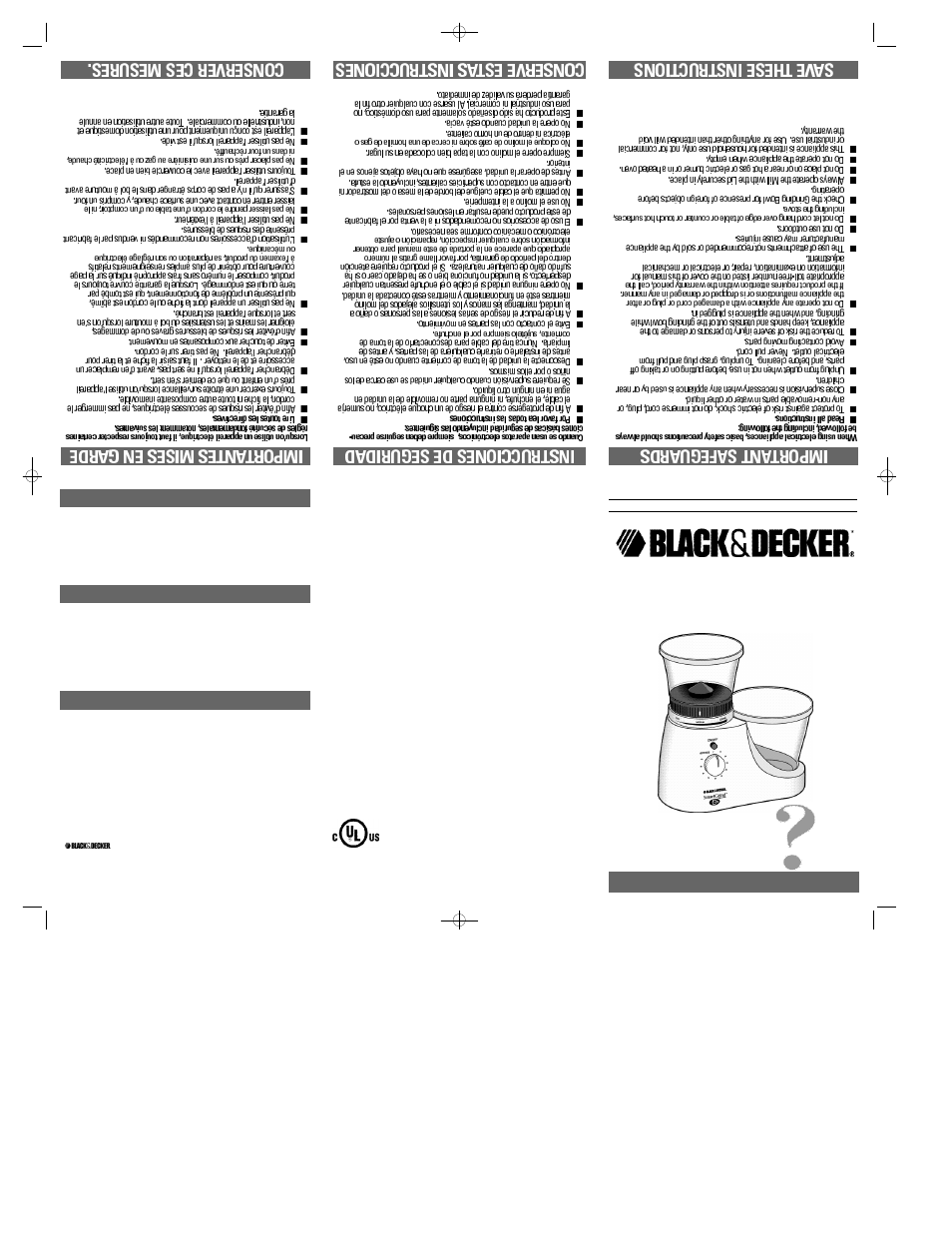 Black & Decker Deluxe CBM7 User Manual | 2 pages