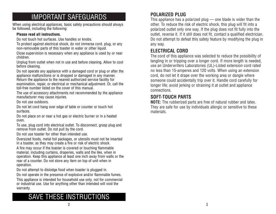 Important safeguards save these instructions | Black & Decker MGD110 User Manual | Page 2 / 4