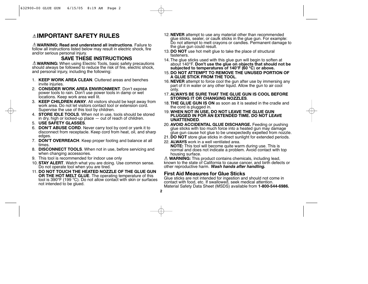 Important safety rules | Black & Decker GG500S User Manual | Page 2 / 18