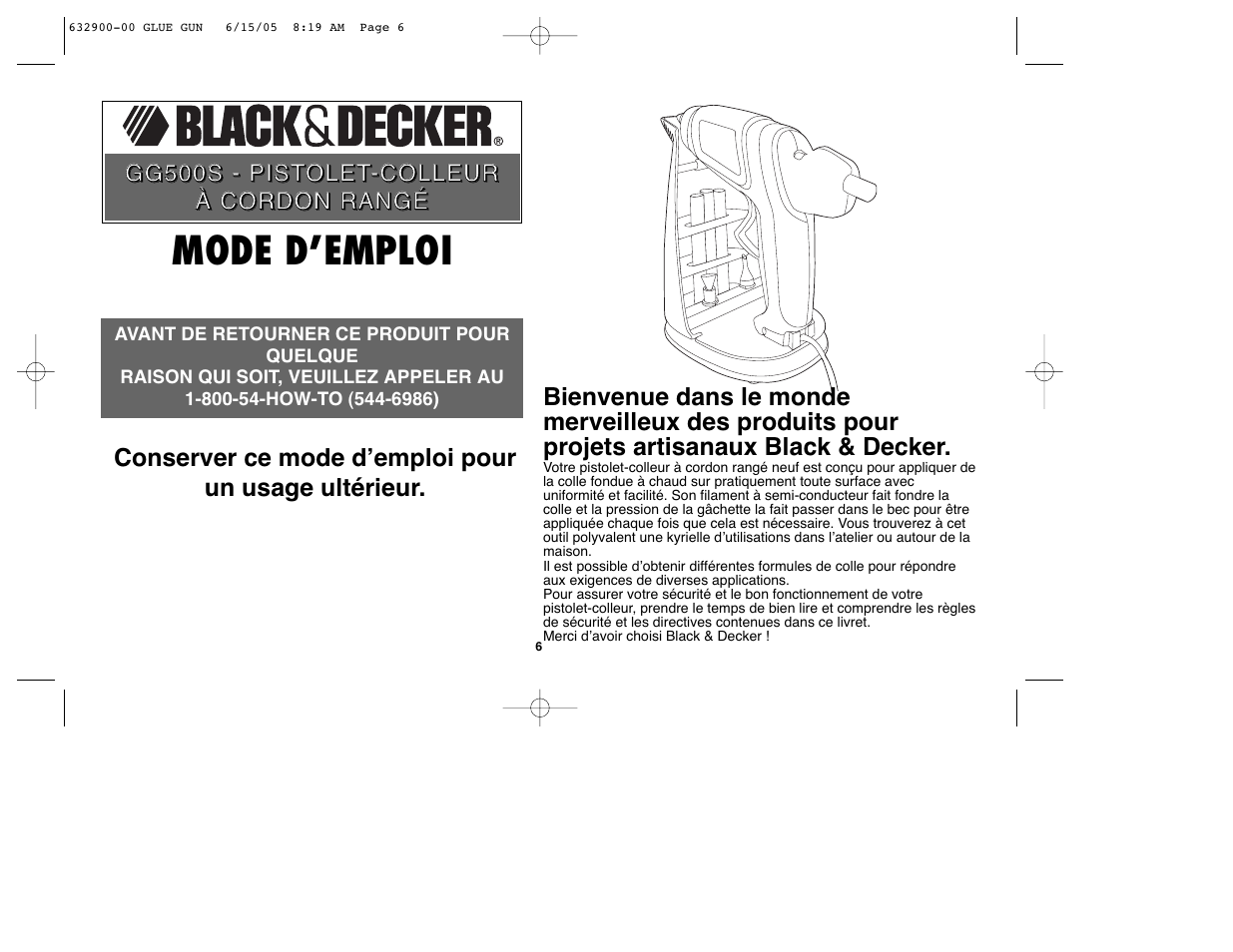 Mode d’emploi | Black & Decker GG500S User Manual | Page 6 / 18