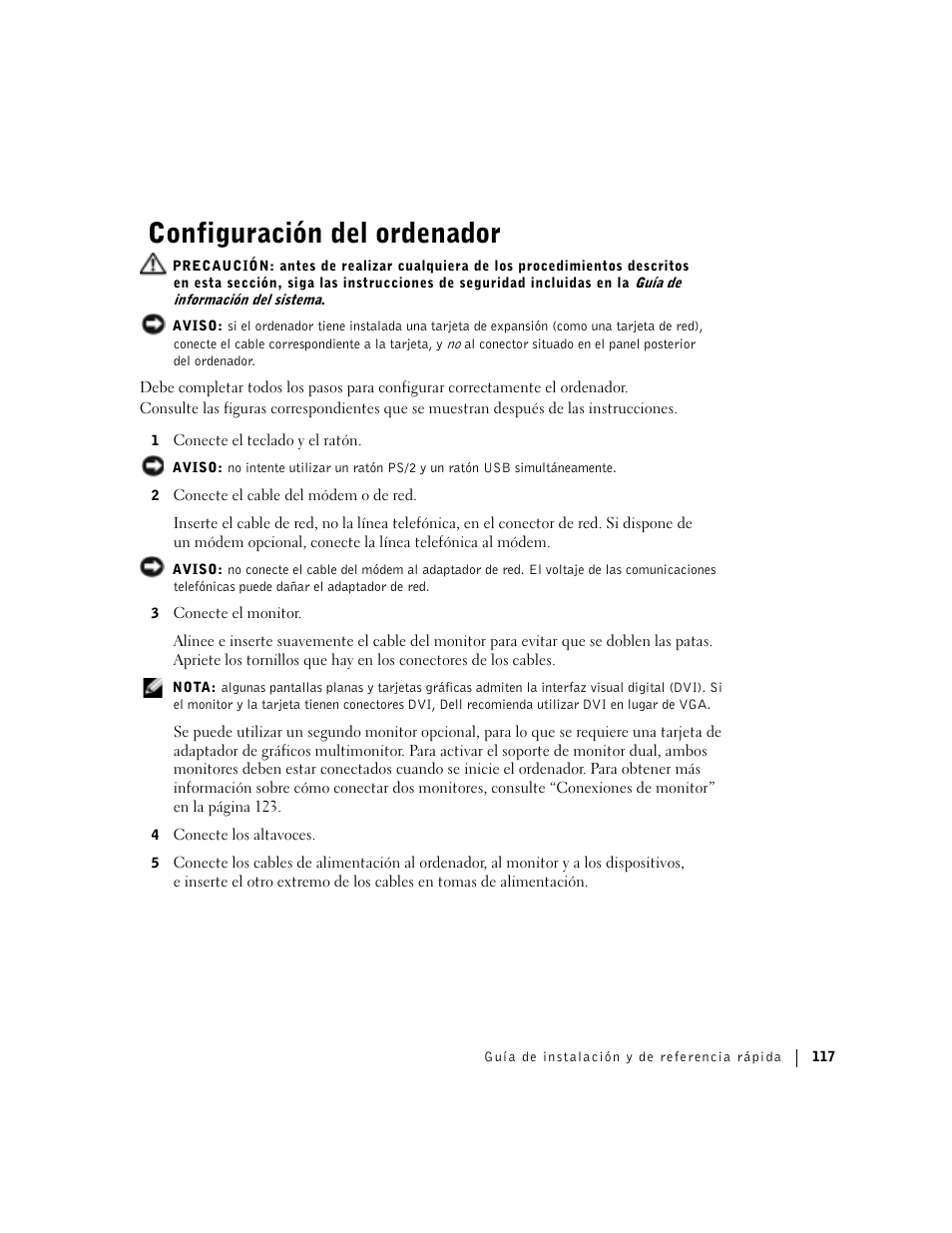 Configuración del ordenador | Dell Precision 360 User Manual | Page 117 / 146