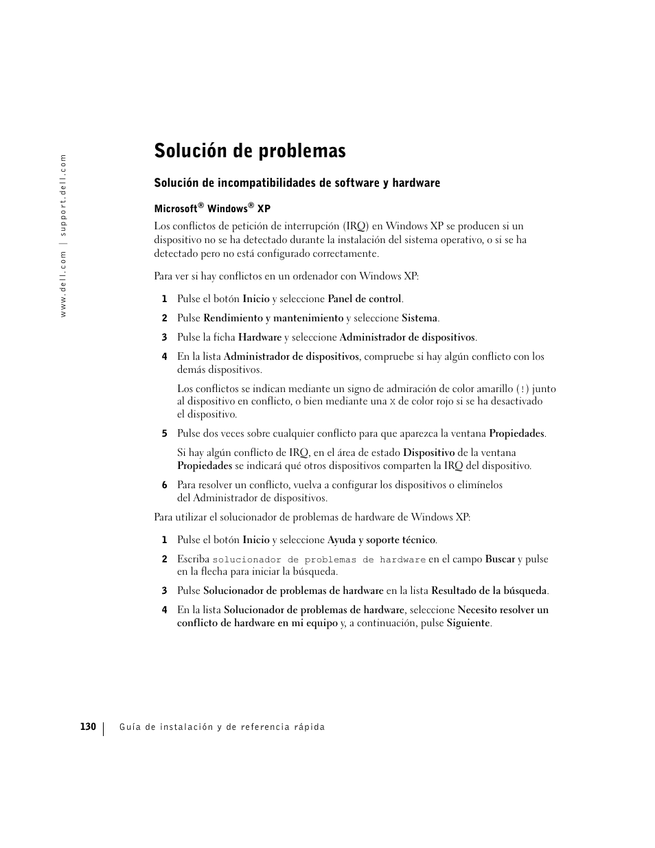 Solución de problemas | Dell Precision 360 User Manual | Page 130 / 146