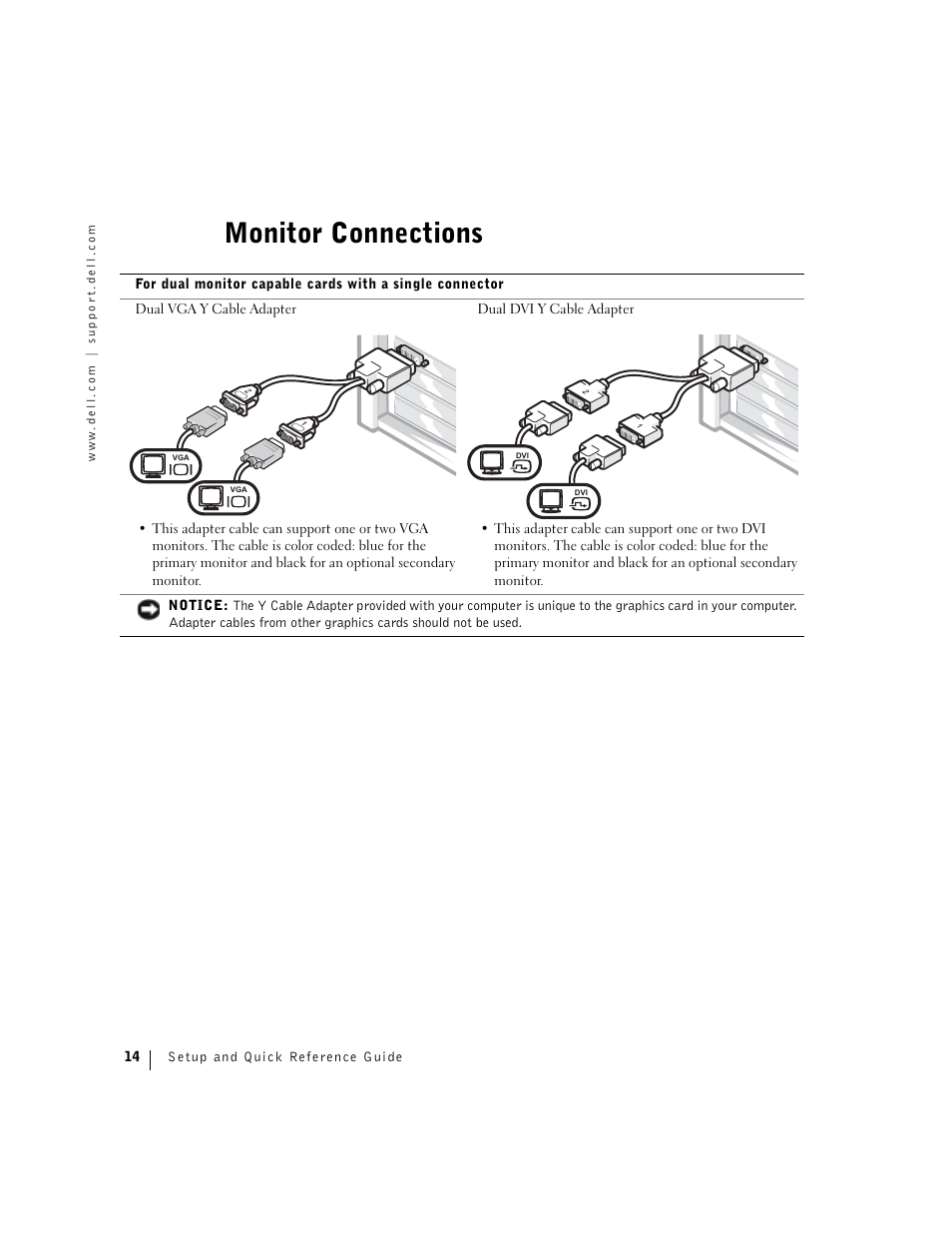 Monitor connections | Dell Precision 360 User Manual | Page 14 / 146