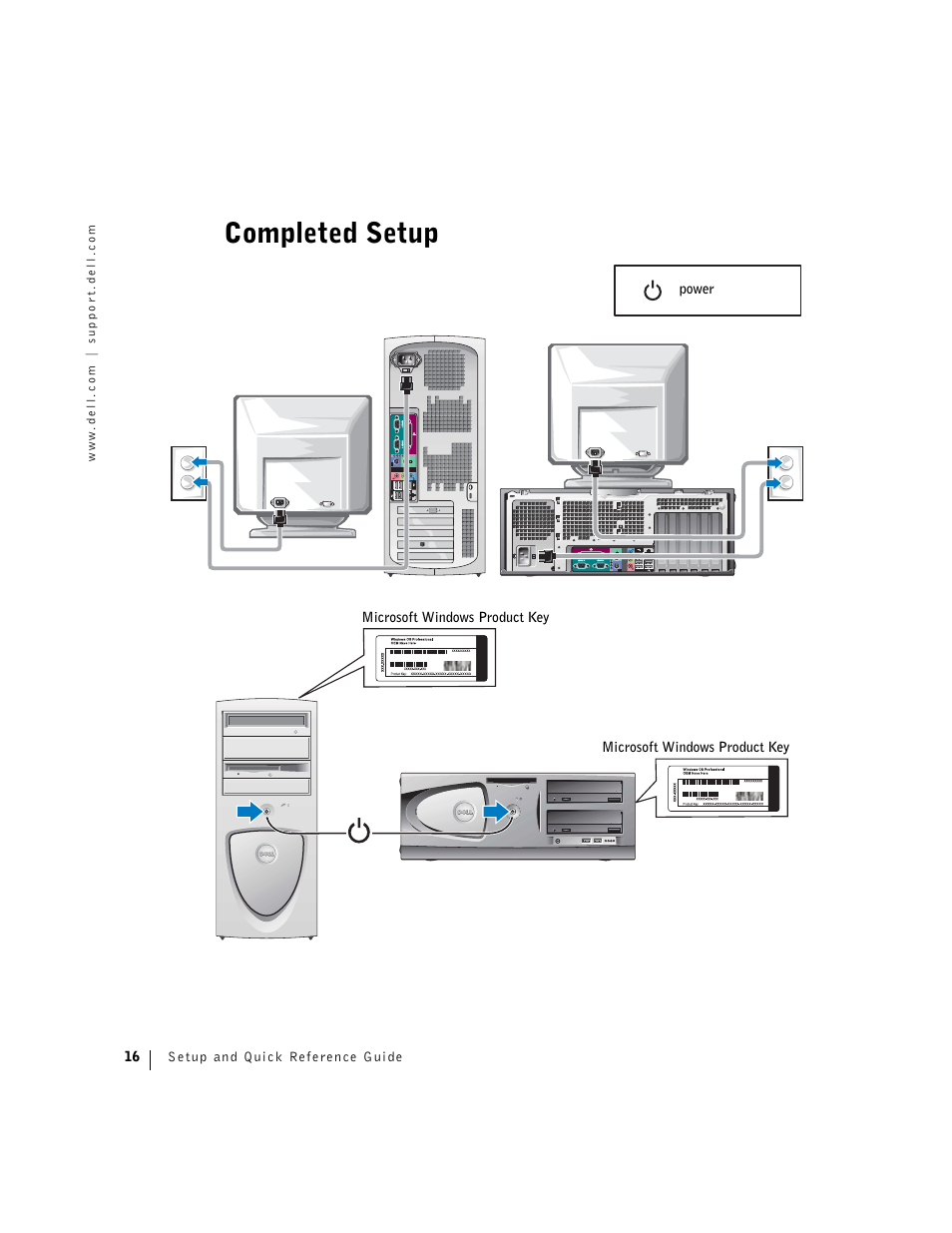 Completed setup | Dell Precision 360 User Manual | Page 16 / 146