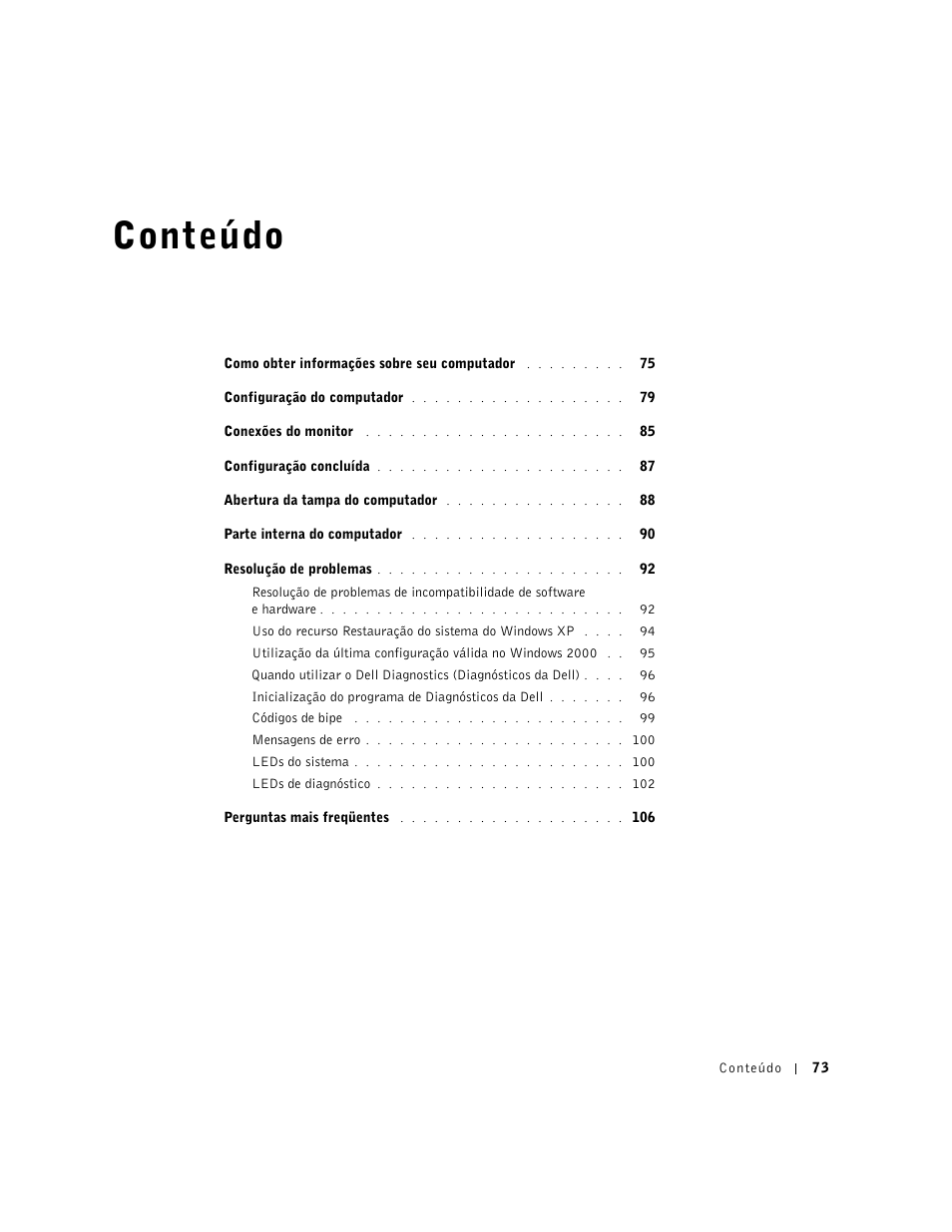 Conteúdo | Dell Precision 360 User Manual | Page 73 / 146