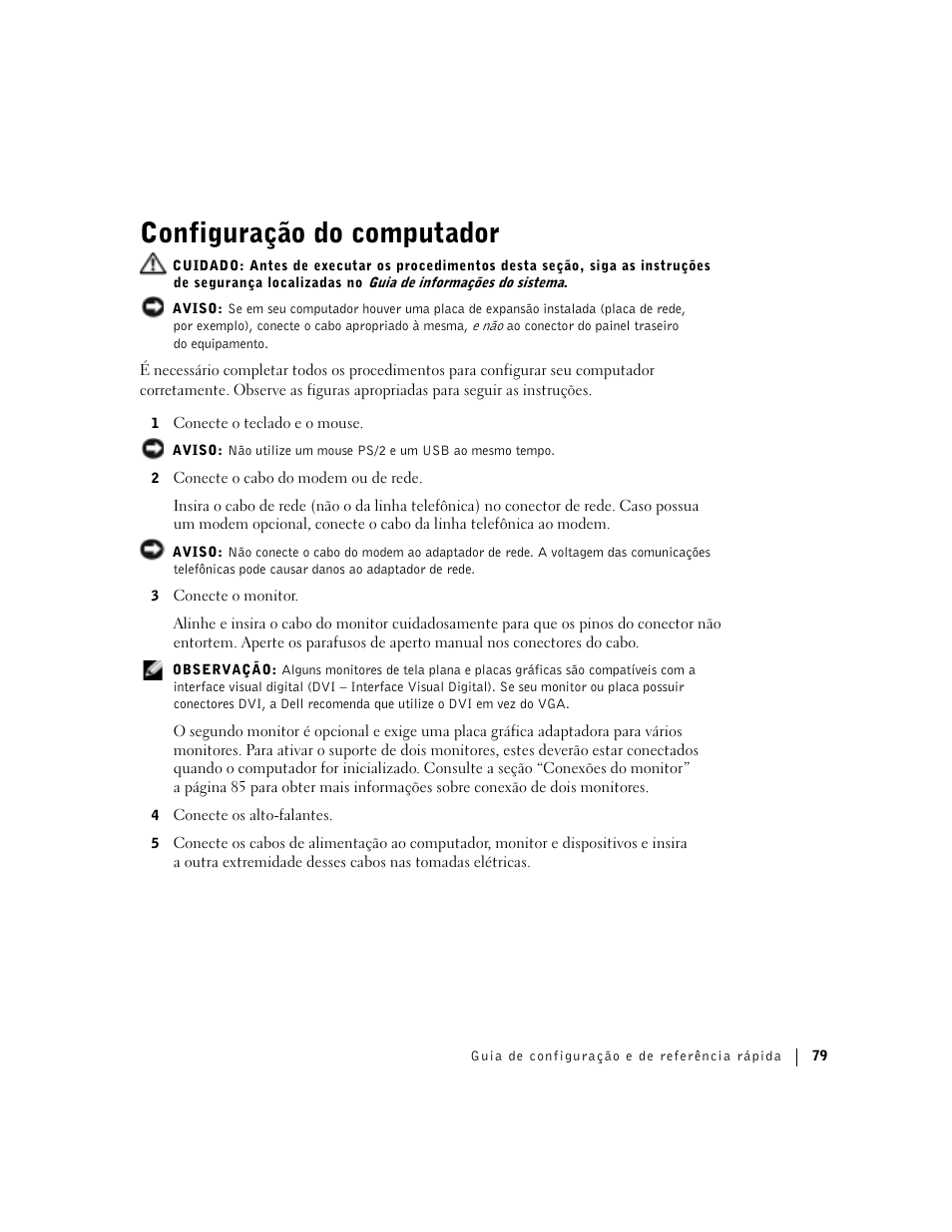 Configuração do computador | Dell Precision 360 User Manual | Page 79 / 146