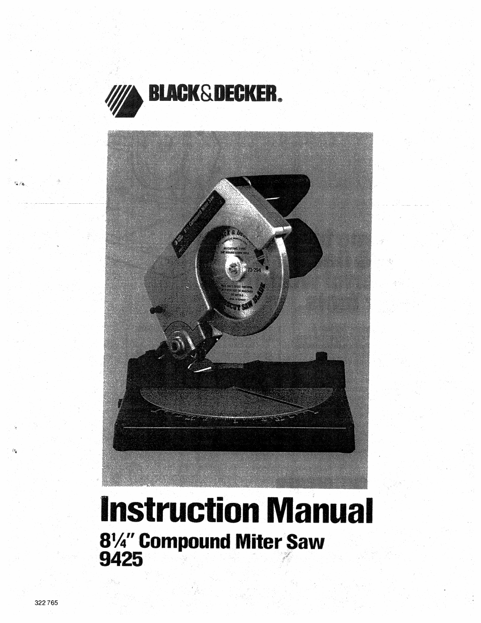 Black & Decker 81/4" COMPUND MITER SAW 9425 User Manual | 12 pages