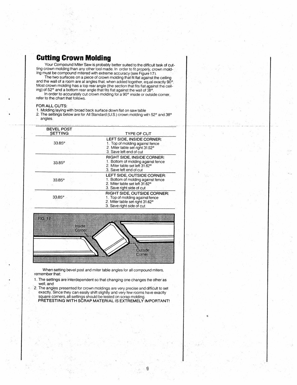 Cutting crown molding | Black & Decker 81/4" COMPUND MITER SAW 9425 User Manual | Page 9 / 12